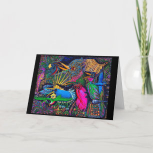 Tarjeta Aves Agorero Tropicales Coloridas Arte Marginal Sa