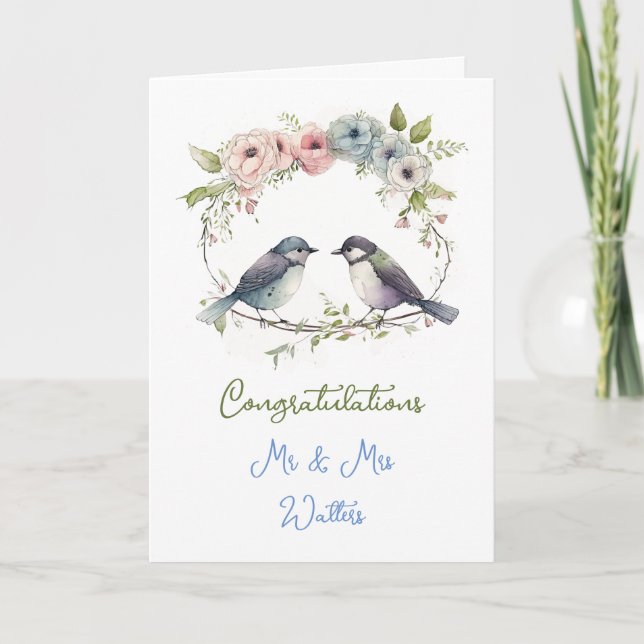 Tarjeta Aves amorosas | Felicitaciones por tu matrimonio (Anverso)