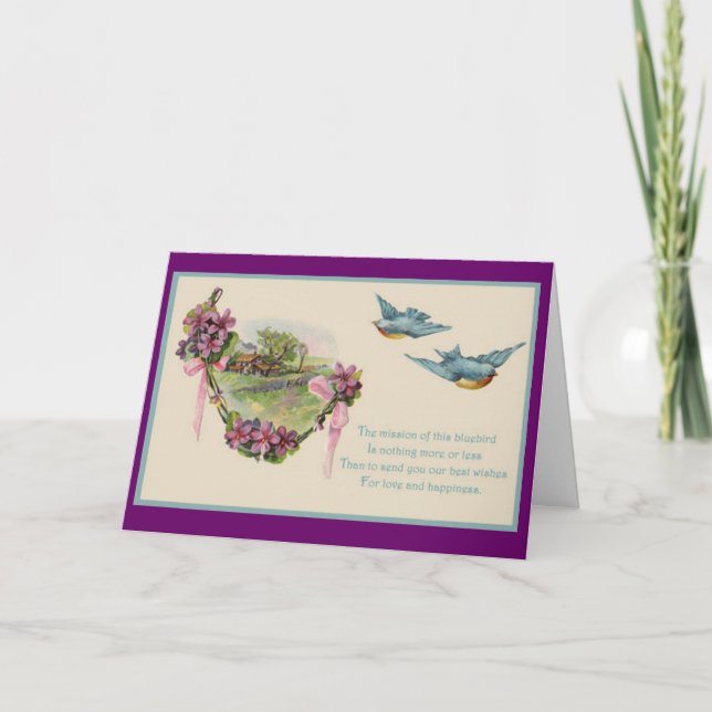 Tarjeta Aves azules y felicidad para el día de la madre -  (Anverso)