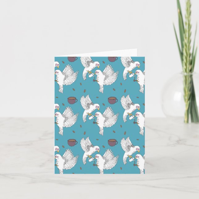 Tarjeta Aves bebiendo café (Anverso)