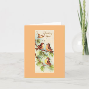 Tarjeta Aves cantantes de vintage