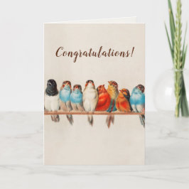 Tarjeta Aves coloridas en una rama felicitaciones