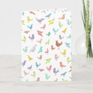 Tarjeta Aves con actitudes en blanco
