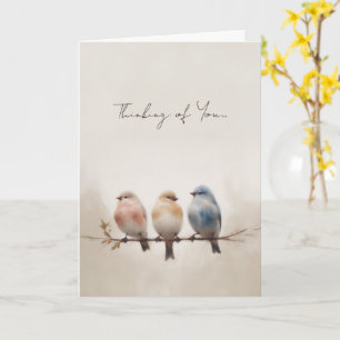 Tarjeta Aves de Acuarela en Rama Pensando en Ti