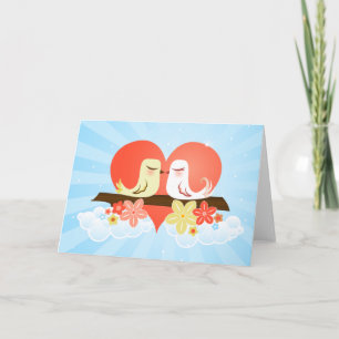 Tarjeta Aves de amor - Azul