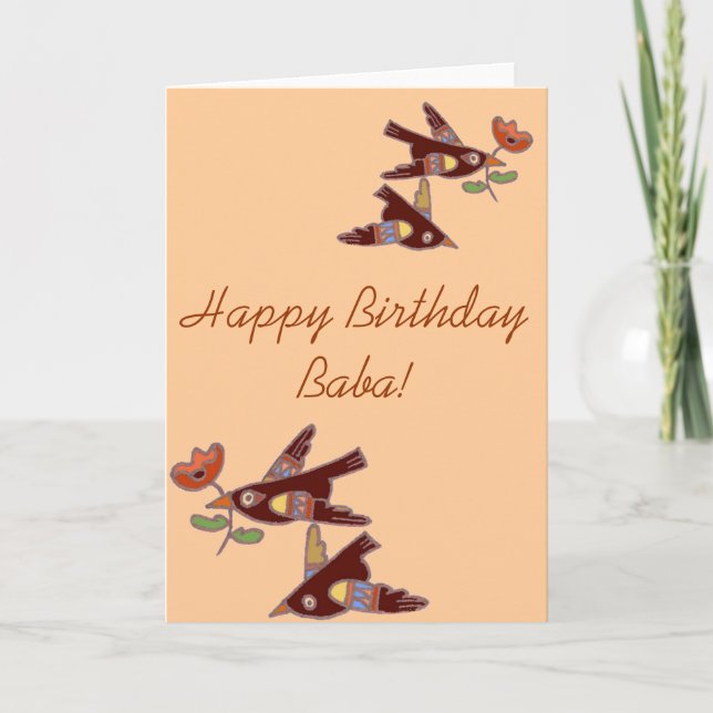 Tarjeta Aves de arte folclórico ucraniano para Baba (Anverso)