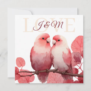 Tarjeta Aves de color agua con Iniciales Personalizados