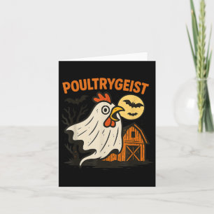 Tarjeta Aves de corral divertida gallina fantasma Hallowee