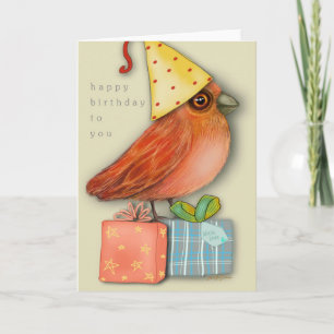 Tarjeta Aves de cumpleaños sentadas en regalo (interior en