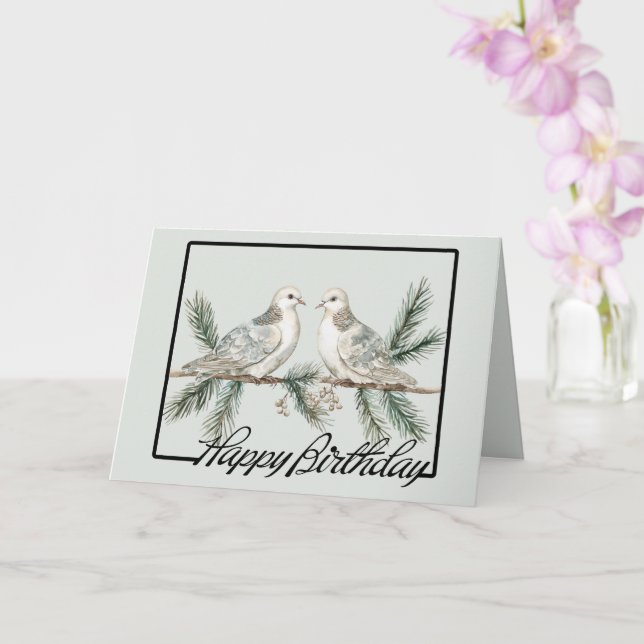Tarjeta Aves de cumpleaños verdes rusticas (Orquídea)