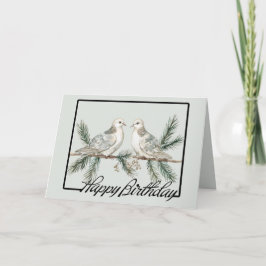 Tarjeta Aves de cumpleaños verdes rusticas