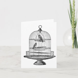 Tarjeta Aves de época con pájaros...notecard