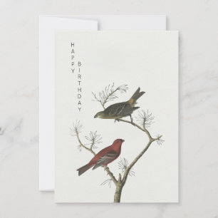 Tarjeta Aves de época pintan estilo japonés feliz cumpleañ