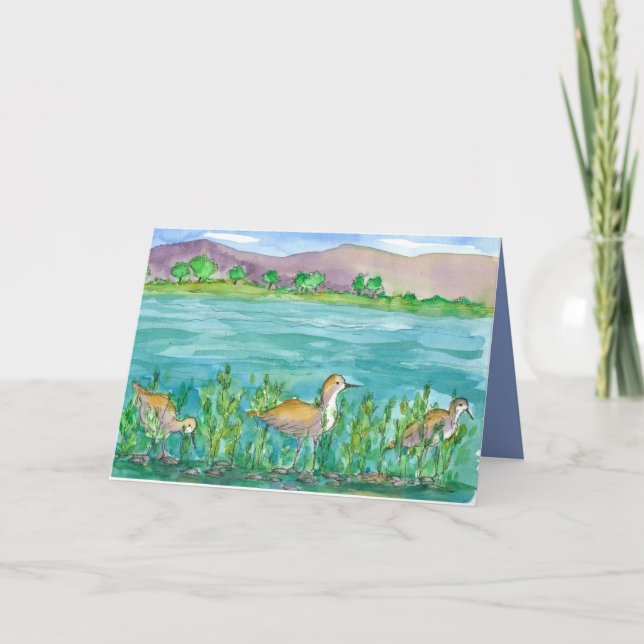 Tarjeta Aves de la orilla del lago de aguacate Feliz cumpl (Anverso)