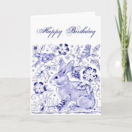 Tarjeta Aves Delft Blue White Rabbit Aves Dedham cumpleaño