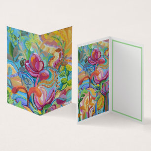 Tarjeta Aves en el jardín de flores