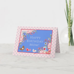 Tarjeta Aves en flor, ¡Feliz cumpleaños mamá! Personalizar