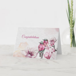 Tarjeta Aves Floral Rosa Magnolia Aves Boda Felicidades