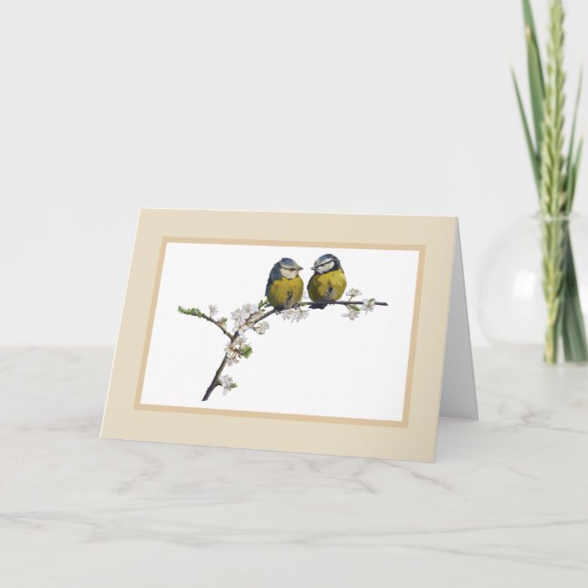 Tarjeta Aves que están sentados en el beige de la rama de  (Anverso)
