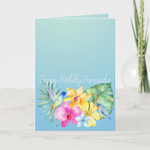 Tarjeta Aves tropicales Ombre Floral