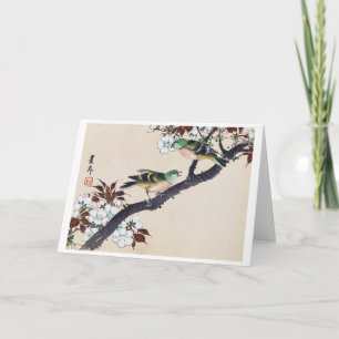 Tarjeta Aves y flores de cerezo, Imao Keinen