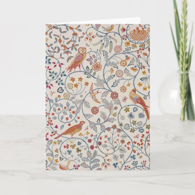 Tarjeta Aves y flores, William Morris (Anverso)