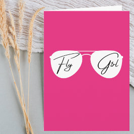 Tarjeta Aviador de Chica de vuelo gafas de sol, cumpleaños