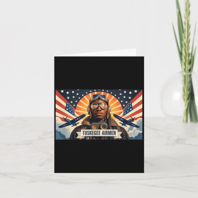 Tarjeta Aviadores negros retro historia negra segunda guer (Anverso)