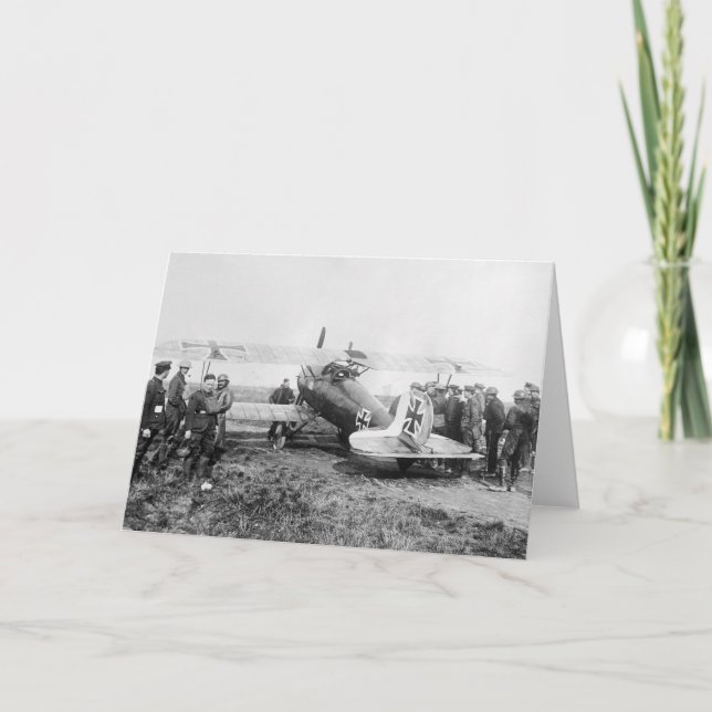 Tarjeta Avión alemán de combate de la Primera Guerra Mundi (Anverso)