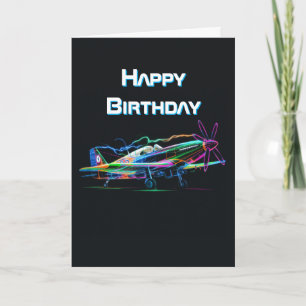 Tarjeta Avión Colorido Volando, Cumpleaños de Aviación