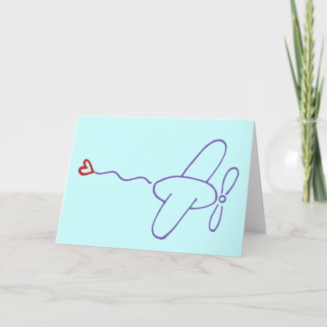 Tarjeta Avión con el Día del Padre Feliz del Corazón (Anverso)