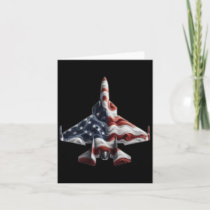 Tarjeta Avión de combate retro bandera americana corazón 4