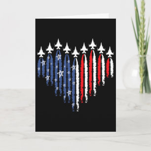 Tarjeta Avión de combate retro bandera americana corazón 4