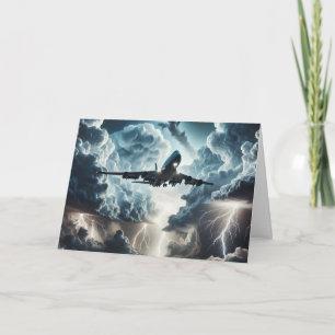 Tarjeta Avión de cumpleaños en una tormenta