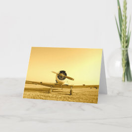 Tarjeta Avión de época amarillo dorado
