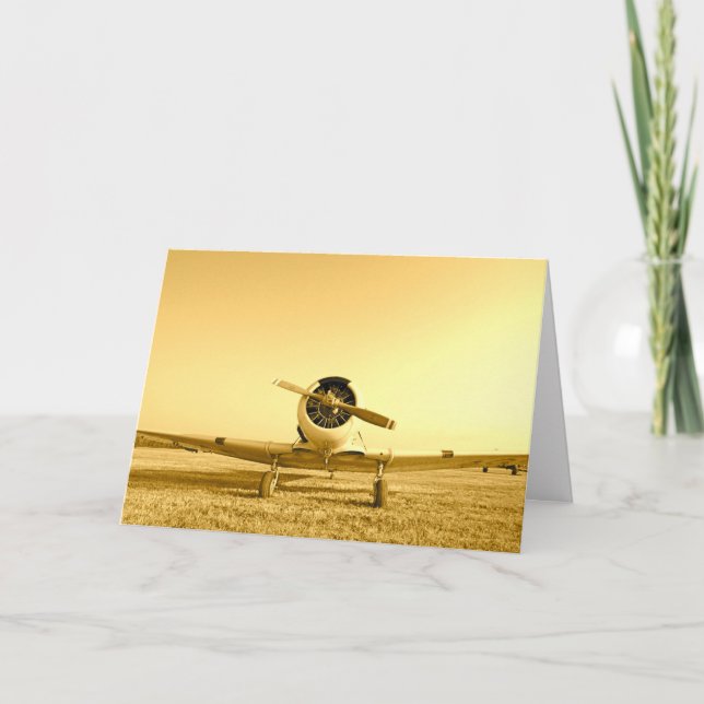 Tarjeta Avión de época amarillo dorado (Anverso)