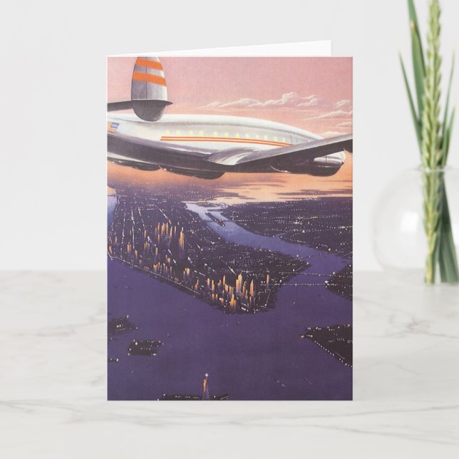 Tarjeta Avión de época sobre el río Hudson, Nueva York (Anverso)