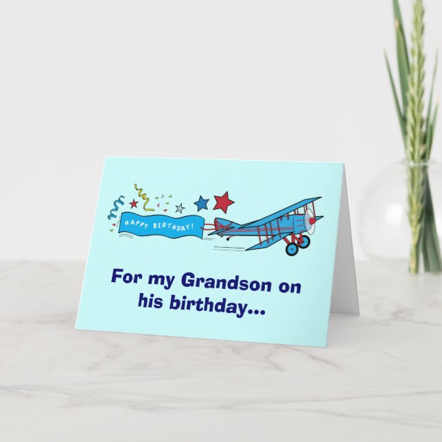 Tarjeta Avión de la abuela de cumpleaños feliz (Anverso)