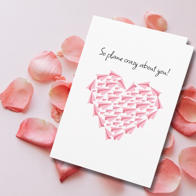 Tarjeta Avión de Papel Rosa Corazón Romántico San Valentín (Subido por el creador)