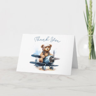 Tarjeta Avión de peluche acuarela bebé gracias