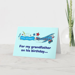 Tarjeta Avión del abuelo de cumpleaños feliz
