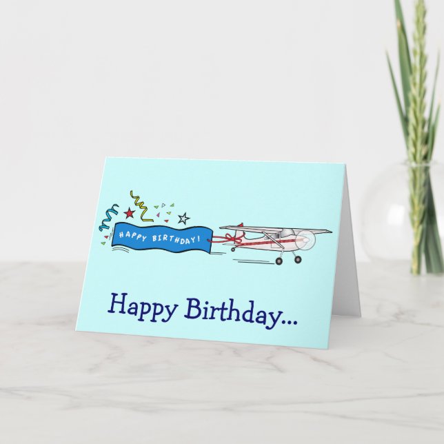 Tarjeta Avión feliz cumpleaños de toda la banda (Anverso)