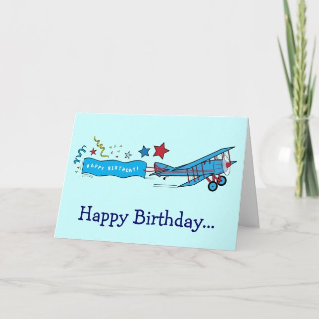 Tarjeta Avión feliz cumpleaños de toda la banda (Anverso)