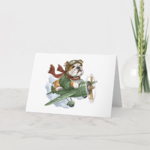 Tarjeta Avión piloto de Bulldog inglés