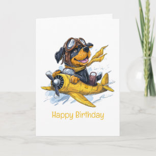 Tarjeta Avión piloto de perros Rottweiler Feliz Cumpleaños