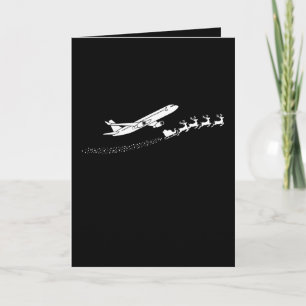 Tarjeta Avión Santa Trineo Reno Navidad Piloto