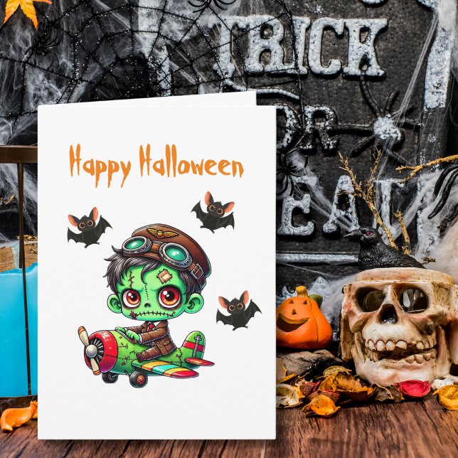 Tarjeta Avión zombi volante Bats Aviator Halloween (Subido por el creador)
