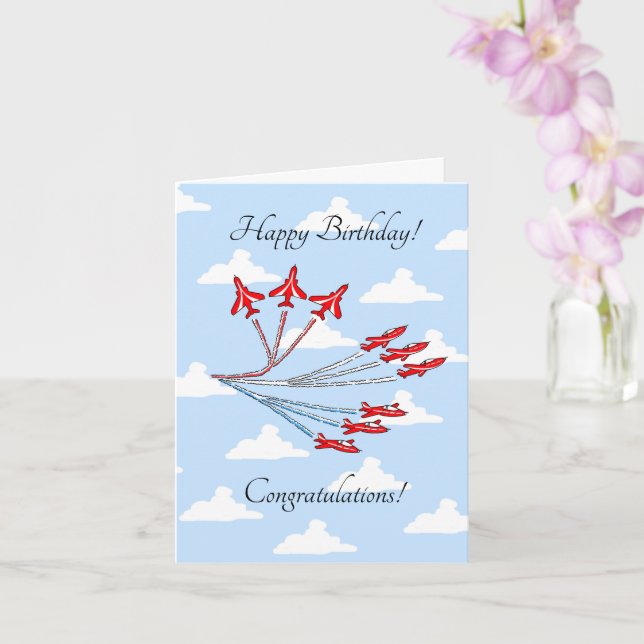 Tarjeta Aviones Red Jet (cielo azul) Cumpleaños personaliz (Orquídea)