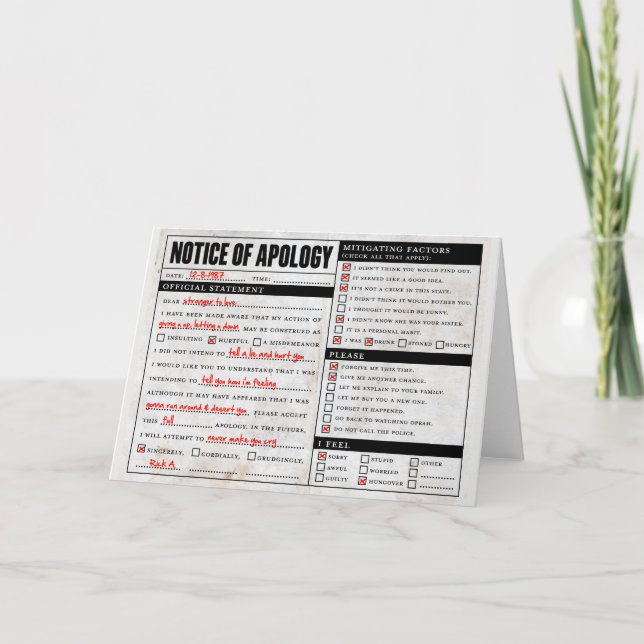 Tarjeta Aviso de la disculpa de Rickroll Astley (Anverso)