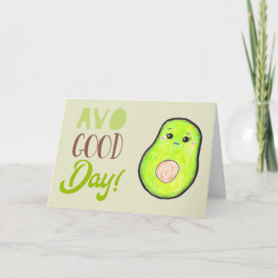 Tarjeta Avo Buen Día Kawaii Mano Drawn Aguacate BLANK lind